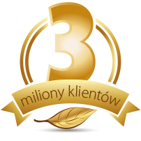 Natural Pharmaceuticals VitaSolaris® D3 Złoty laur z napisem 3 miliony klientów, symbolizujący sukces i zaufanie marki.